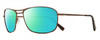 Profile View of REVO SURGE Designer Polarized Reading Sunglasses with Custom Cut Powered Green Mirror Lenses in Matte Brown Tortoise Havana Mens Rectangular Full Rim Metal 62 mm