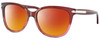 Profile View of COACH HC8132 Designer Polarized Sunglasses with Custom Cut Red Mirror Lenses in Shimmer Glitter Burgundy Pink Crystal Ladies Cat Eye Full Rim Acetate 57 mm