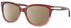 Profile View of COACH HC8132 Designer Polarized Sunglasses with Custom Cut Amber Brown Lenses in Shimmer Glitter Burgundy Pink Crystal Ladies Cat Eye Full Rim Acetate 57 mm