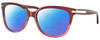 Profile View of COACH HC8132 Designer Polarized Reading Sunglasses with Custom Cut Powered Blue Mirror Lenses in Shimmer Glitter Burgundy Pink Crystal Ladies Cat Eye Full Rim Acetate 57 mm
