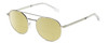 Profile View of BOLLE OVA Designer Polarized Reading Sunglasses with Custom Cut Powered Sun Flower Yellow Lenses in Silver Clear Crystal Ladies Pilot Full Rim Metal 52 mm