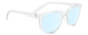 Profile View of SPY Optics Bewilder  Designer Blue Light Blocking Eyeglasses in Light Grey Clear Crystal Unisex Panthos Full Rim Acetate 54 mm