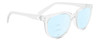 Profile View of SPY Optics Bewilder  Designer Progressive Lens Blue Light Blocking Eyeglasses in Light Grey Clear Crystal Unisex Panthos Full Rim Acetate 54 mm