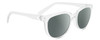 Profile View of SPY Optics Bewilder  Designer Polarized Sunglasses with Custom Cut Smoke Grey Lenses in Light Grey Clear Crystal Unisex Panthos Full Rim Acetate 54 mm