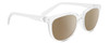 Profile View of SPY Optics Bewilder  Designer Polarized Sunglasses with Custom Cut Amber Brown Lenses in Light Grey Clear Crystal Unisex Panthos Full Rim Acetate 54 mm