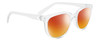 Profile View of SPY Optics Bewilder  Designer Polarized Sunglasses with Custom Cut Red Mirror Lenses in Light Grey Clear Crystal Unisex Panthos Full Rim Acetate 54 mm
