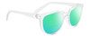 Profile View of SPY Optics Bewilder  Designer Polarized Reading Sunglasses with Custom Cut Powered Green Mirror Lenses in Light Grey Clear Crystal Unisex Panthos Full Rim Acetate 54 mm