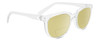 Profile View of SPY Optics Bewilder  Designer Polarized Reading Sunglasses with Custom Cut Powered Sun Flower Yellow Lenses in Light Grey Clear Crystal Unisex Panthos Full Rim Acetate 54 mm