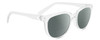 Profile View of SPY Optics Bewilder  Designer Polarized Reading Sunglasses with Custom Cut Powered Smoke Grey Lenses in Light Grey Clear Crystal Unisex Panthos Full Rim Acetate 54 mm