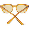 Close Up View of SPY Optics Bewilder Unisex Pantho Designer Sunglasses Orange Crystal/Yellow 54mm