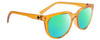 Profile View of SPY Optics Bewilder Designer Polarized Reading Sunglasses with Custom Cut Powered Green Mirror Lenses in Orange Crystal Unisex Panthos Full Rim Acetate 54 mm