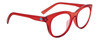 Profile View of SPY Optics Boundless Designer Progressive Lens Blue Light Blocking Eyeglasses in Cherry Red Crystal Unisex Cat Eye Full Rim Acetate 53 mm