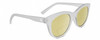 Profile View of SPY Optics Boundless  Designer Polarized Reading Sunglasses with Custom Cut Powered Sun Flower Yellow Lenses in Matte Clear Crystal Unisex Cat Eye Full Rim Acetate 53 mm