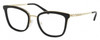 Profile View of Michael Kors MK3032 Designer Progressive Lens Prescription Rx Eyeglasses in Gloss Black Gold Ladies Panthos Full Rim Metal 51 mm