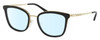 Profile View of Michael Kors MK3032 Designer Blue Light Blocking Eyeglasses in Gloss Black Gold Ladies Panthos Full Rim Metal 51 mm