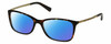 Profile View of Michael Kors MK4016 Designer Polarized Sunglasses with Custom Cut Blue Mirror Lenses in Brown Tortoise Havana Antique Gold Ladies Cat Eye Full Rim Acetate 53 mm
