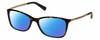 Profile View of Michael Kors MK4016 Designer Polarized Reading Sunglasses with Custom Cut Powered Blue Mirror Lenses in Brown Tortoise Havana Antique Gold Ladies Cat Eye Full Rim Acetate 53 mm