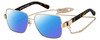 Profile View of Marc Jacobs MARC495S Designer Polarized Sunglasses with Custom Cut Blue Mirror Lenses in Gold Copper Tortoise Havana Ladies Hexagonal Full Rim Metal 58 mm