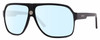 Profile View of CARRERA 33/S Designer Blue Light Blocking Eyeglasses in Gloss Black Mens Rectangular Full Rim Acetate 62 mm