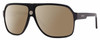 Profile View of CARRERA 33/S Designer Polarized Sunglasses with Custom Cut Amber Brown Lenses in Gloss Black Mens Rectangular Full Rim Acetate 62 mm