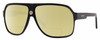 Profile View of CARRERA 33/S Designer Polarized Reading Sunglasses with Custom Cut Powered Sun Flower Yellow Lenses in Gloss Black Mens Rectangular Full Rim Acetate 62 mm