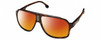 Profile View of CARRERA 1030/S Designer Polarized Sunglasses with Custom Cut Red Mirror Lenses in Havana Tortoise Brown Gold Unisex Rectangular Full Rim Acetate 62 mm