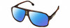 Profile View of CARRERA 1030/S Designer Polarized Reading Sunglasses with Custom Cut Powered Blue Mirror Lenses in Havana Tortoise Brown Gold Unisex Rectangular Full Rim Acetate 62 mm