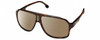 Profile View of CARRERA 1030/S Designer Polarized Reading Sunglasses with Custom Cut Powered Amber Brown Lenses in Havana Tortoise Brown Gold Unisex Rectangular Full Rim Acetate 62 mm