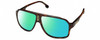 Profile View of CARRERA 1030/S Designer Polarized Reading Sunglasses with Custom Cut Powered Green Mirror Lenses in Havana Tortoise Brown Gold Unisex Rectangular Full Rim Acetate 62 mm