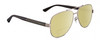 Profile View of Gucci GG0528S Designer Polarized Reading Sunglasses with Custom Cut Powered Sun Flower Yellow Lenses in Ruthenium Silver Black Crystal Unisex Pilot Full Rim Metal 63 mm