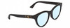 Profile View of Gucci GG0763S Designer Blue Light Blocking Eyeglasses in Gloss Black Gold Ladies Cat Eye Full Rim Acetate 53 mm