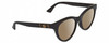 Profile View of Gucci GG0763S Designer Polarized Sunglasses with Custom Cut Amber Brown Lenses in Gloss Black Gold Ladies Cat Eye Full Rim Acetate 53 mm