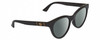Profile View of Gucci GG0763S Designer Polarized Sunglasses with Custom Cut Smoke Grey Lenses in Gloss Black Gold Ladies Cat Eye Full Rim Acetate 53 mm