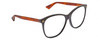 Profile View of Gucci GG0024S Designer Blue Light Blocking Eyeglasses in Gloss Black Brown Havana Unisex Square Full Rim Acetate 58 mm