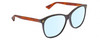 Profile View of Gucci GG0024S Designer Blue Light Blocking Eyeglasses in Gloss Black Brown Havana Unisex Square Full Rim Acetate 58 mm