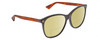 Profile View of Gucci GG0024S Designer Polarized Reading Sunglasses with Custom Cut Powered Sun Flower Yellow Lenses in Gloss Black Brown Havana Unisex Square Full Rim Acetate 58 mm