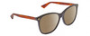 Profile View of Gucci GG0024S Designer Polarized Reading Sunglasses with Custom Cut Powered Amber Brown Lenses in Gloss Black Brown Havana Unisex Square Full Rim Acetate 58 mm