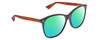 Profile View of Gucci GG0024S Designer Polarized Reading Sunglasses with Custom Cut Powered Green Mirror Lenses in Gloss Black Brown Havana Unisex Square Full Rim Acetate 58 mm