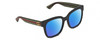 Profile View of Gucci GG0034SN Designer Polarized Sunglasses with Custom Cut Blue Mirror Lenses in Gloss Black Green Crystal Ladies Square Full Rim Acetate 54 mm