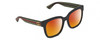 Profile View of Gucci GG0034SN Designer Polarized Sunglasses with Custom Cut Red Mirror Lenses in Gloss Black Green Crystal Ladies Square Full Rim Acetate 54 mm