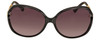 Front View of Gucci GG0076S Women Oval Designer Sunglasses Gloss Black Gold/Grey Gradient 60mm