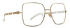 Profile View of Gucci GG0724S Designer Progressive Lens Blue Light Blocking Eyeglasses in Shiny Gold Black Ladies Square Full Rim Metal 61 mm