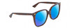 Profile View of Gucci GG0022S Designer Polarized Sunglasses with Custom Cut Blue Mirror Lenses in Brown Tortoise Havana Ladies Cat Eye Full Rim Acetate 57 mm