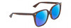 Profile View of Gucci GG0022S Designer Polarized Reading Sunglasses with Custom Cut Powered Blue Mirror Lenses in Brown Tortoise Havana Ladies Cat Eye Full Rim Acetate 57 mm