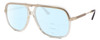 Profile View of Gucci GG0200S Designer Progressive Lens Blue Light Blocking Eyeglasses in Yellow Gold Mens Pilot Full Rim Acetate 57 mm