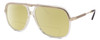Profile View of Gucci GG0200S Designer Polarized Reading Sunglasses with Custom Cut Powered Sun Flower Yellow Lenses in Yellow Gold Mens Pilot Full Rim Acetate 57 mm