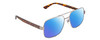 Profile View of Gucci GG0529S Designer Polarized Sunglasses with Custom Cut Blue Mirror Lenses in Ruthenium Silver Tortoise Havana Unisex Pilot Full Rim Metal 60 mm