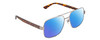 Profile View of Gucci GG0529S Designer Polarized Reading Sunglasses with Custom Cut Powered Blue Mirror Lenses in Ruthenium Silver Tortoise Havana Unisex Pilot Full Rim Metal 60 mm