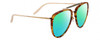 Profile View of Gucci GG0672S Designer Polarized Reading Sunglasses with Custom Cut Powered Green Mirror Lenses in Tortoise Havana Gold Unisex Pilot Full Rim Acetate 58 mm