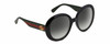 Profile View of Gucci GG0712S Womens Round Designer Sunglasses Black Red Gold/Grey Gradient 55mm